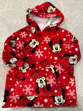Disney Minnie Mouse Sherpa Hoodie 3T Red Christmas Fleece Pullover